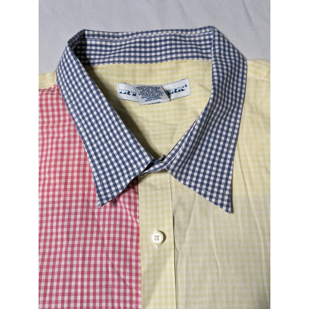 VTG IRVINE PARK Mix-Match Gingham Men 3XL Cotton Blend Multicolor Shirt - Picture 5 of 15